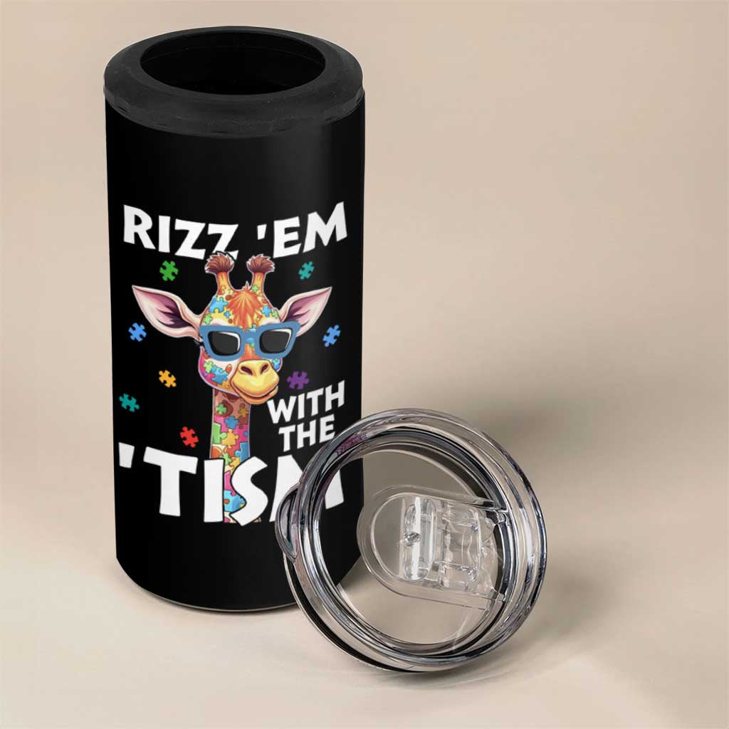 Funny Autism Giraffe 4 in 1 Can Cooler Tumbler Rizz Em With The Tism