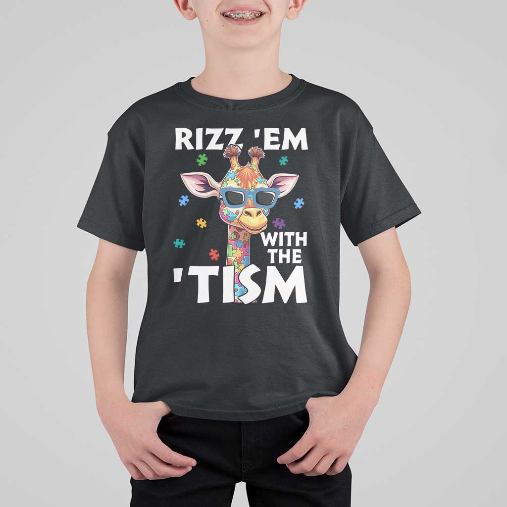 Funny Autism Giraffe T Shirt For Kid Rizz Em With The Tism