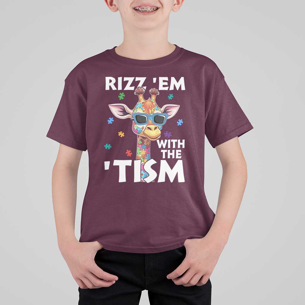 Funny Autism Giraffe T Shirt For Kid Rizz Em With The Tism