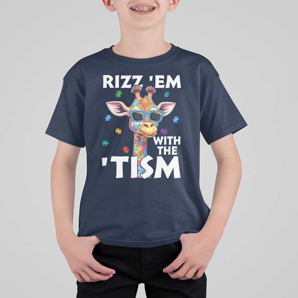 Funny Autism Giraffe T Shirt For Kid Rizz Em With The Tism