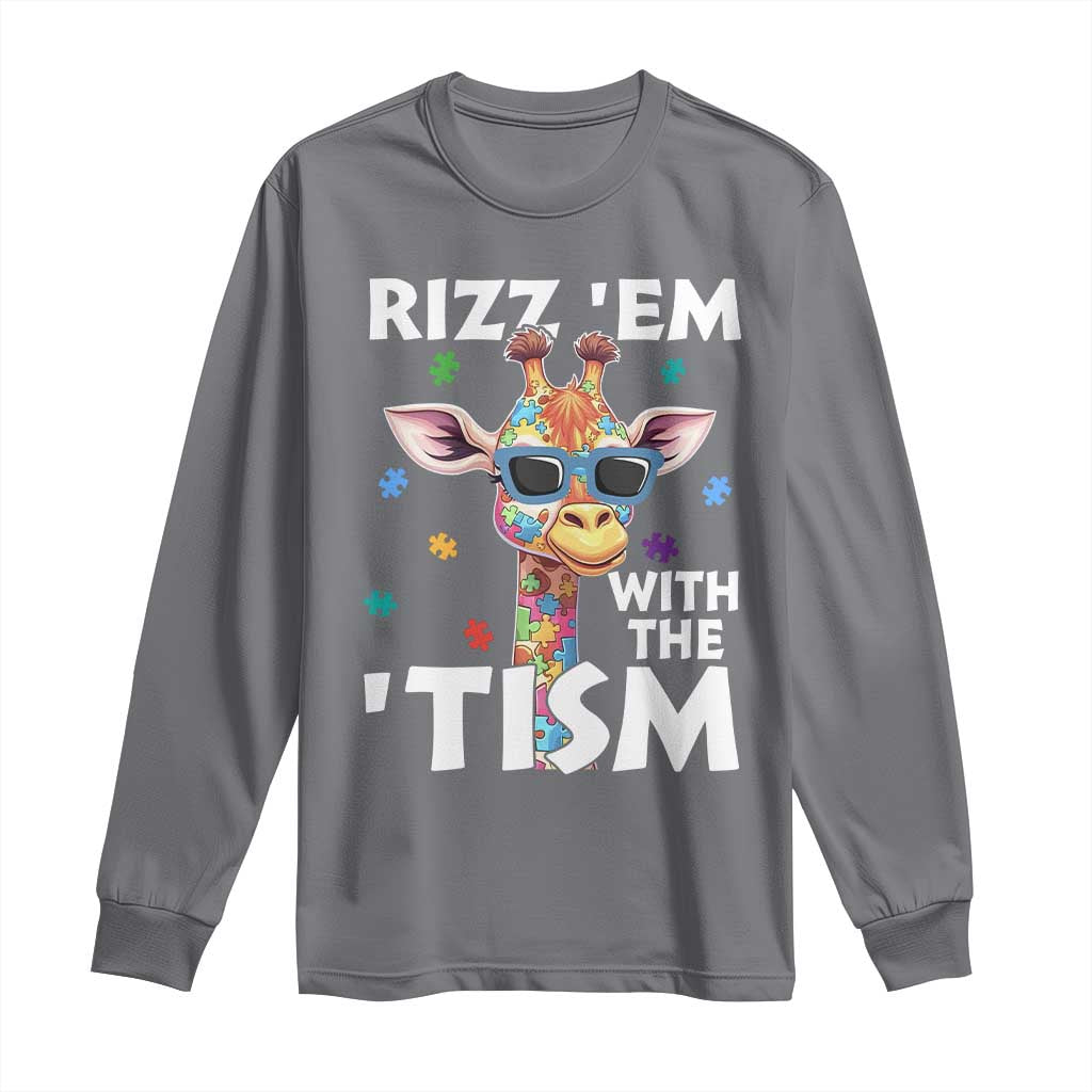 Funny Autism Giraffe Long Sleeve Shirt Rizz Em With The Tism