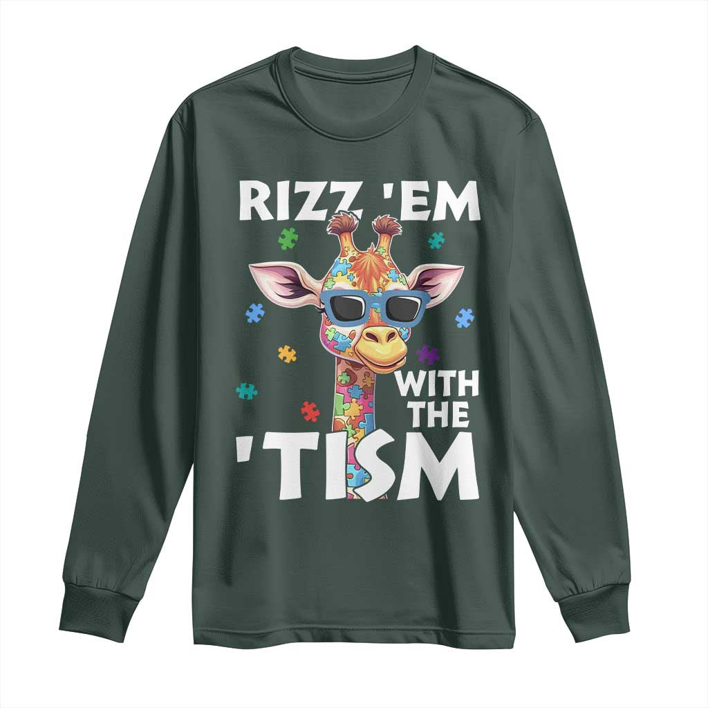 Funny Autism Giraffe Long Sleeve Shirt Rizz Em With The Tism