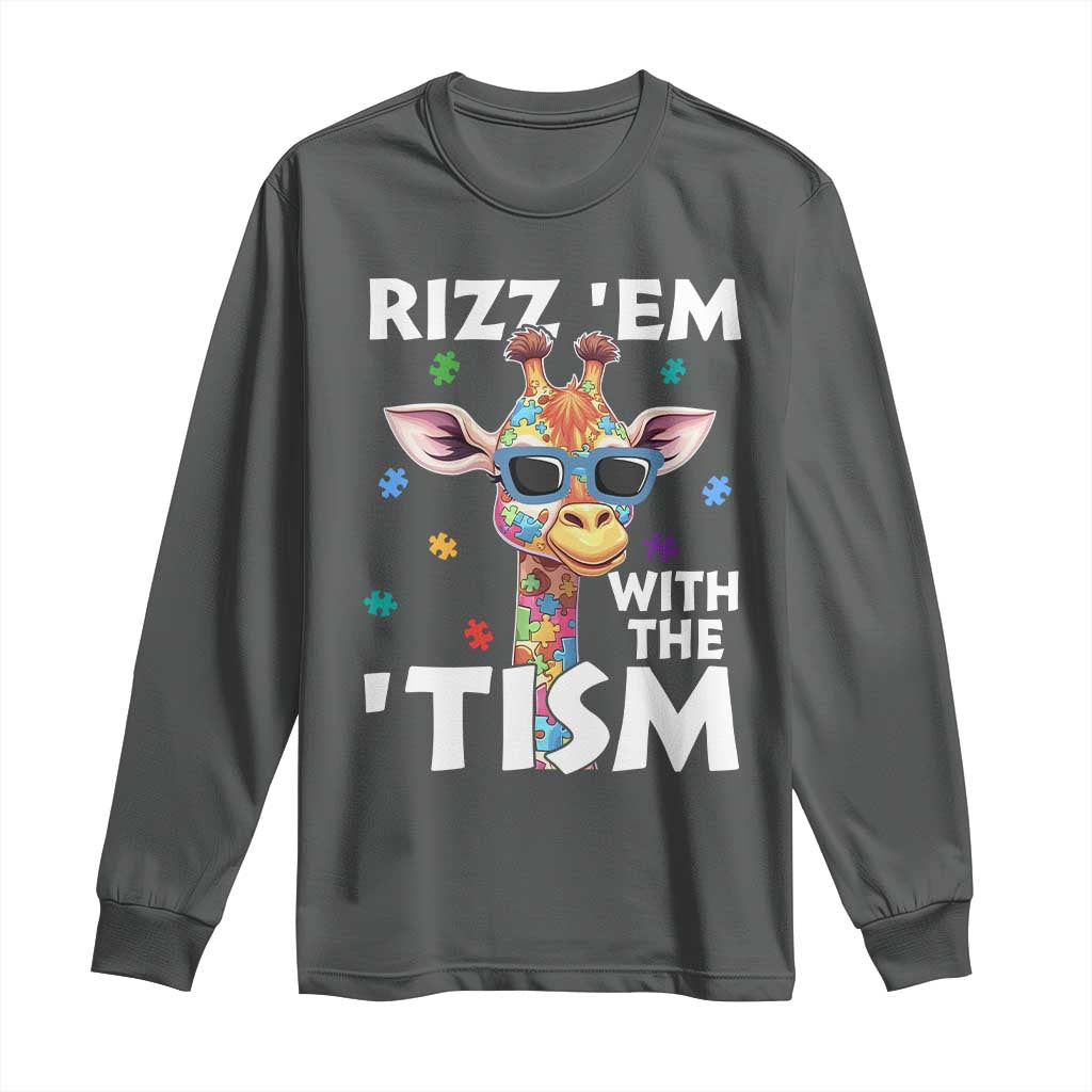 Funny Autism Giraffe Long Sleeve Shirt Rizz Em With The Tism