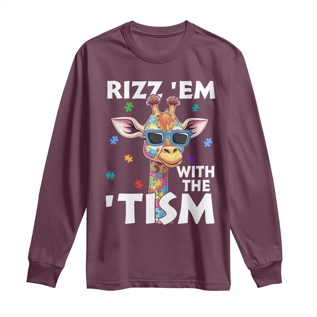 Funny Autism Giraffe Long Sleeve Shirt Rizz Em With The Tism