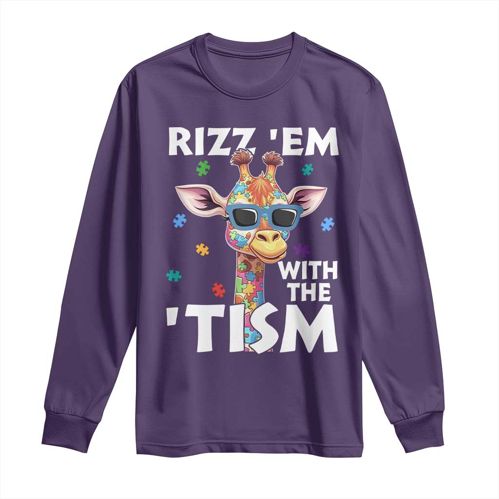 Funny Autism Giraffe Long Sleeve Shirt Rizz Em With The Tism