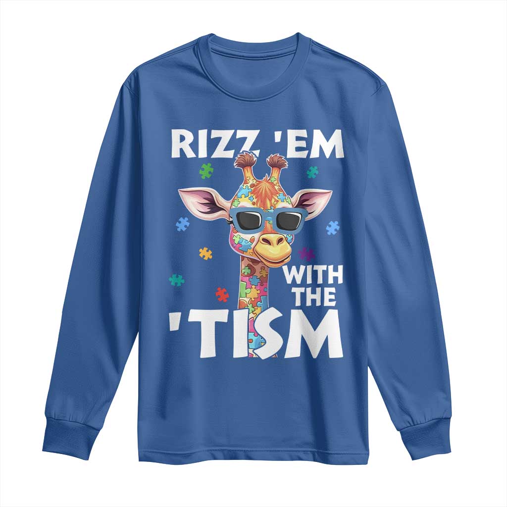 Funny Autism Giraffe Long Sleeve Shirt Rizz Em With The Tism