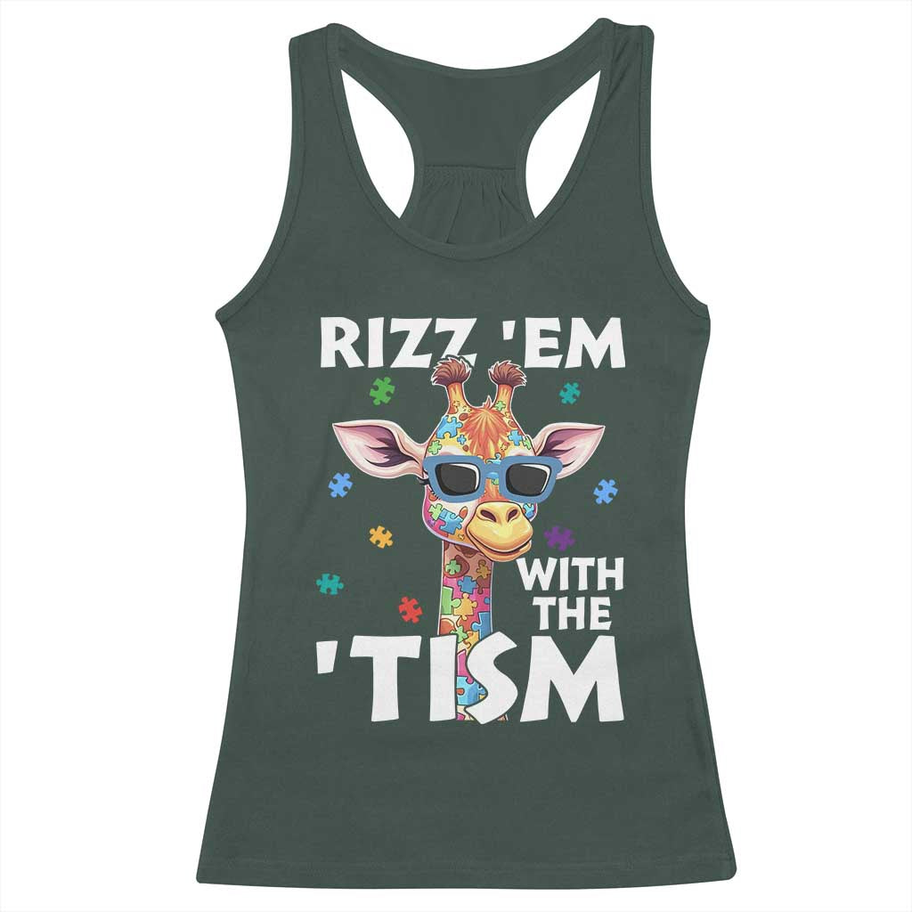 Funny Autism Giraffe Racerback Tank Top Rizz Em With The Tism