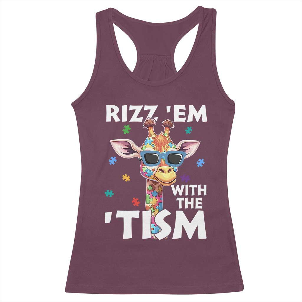 Funny Autism Giraffe Racerback Tank Top Rizz Em With The Tism