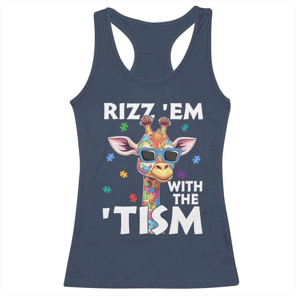 Funny Autism Giraffe Racerback Tank Top Rizz Em With The Tism