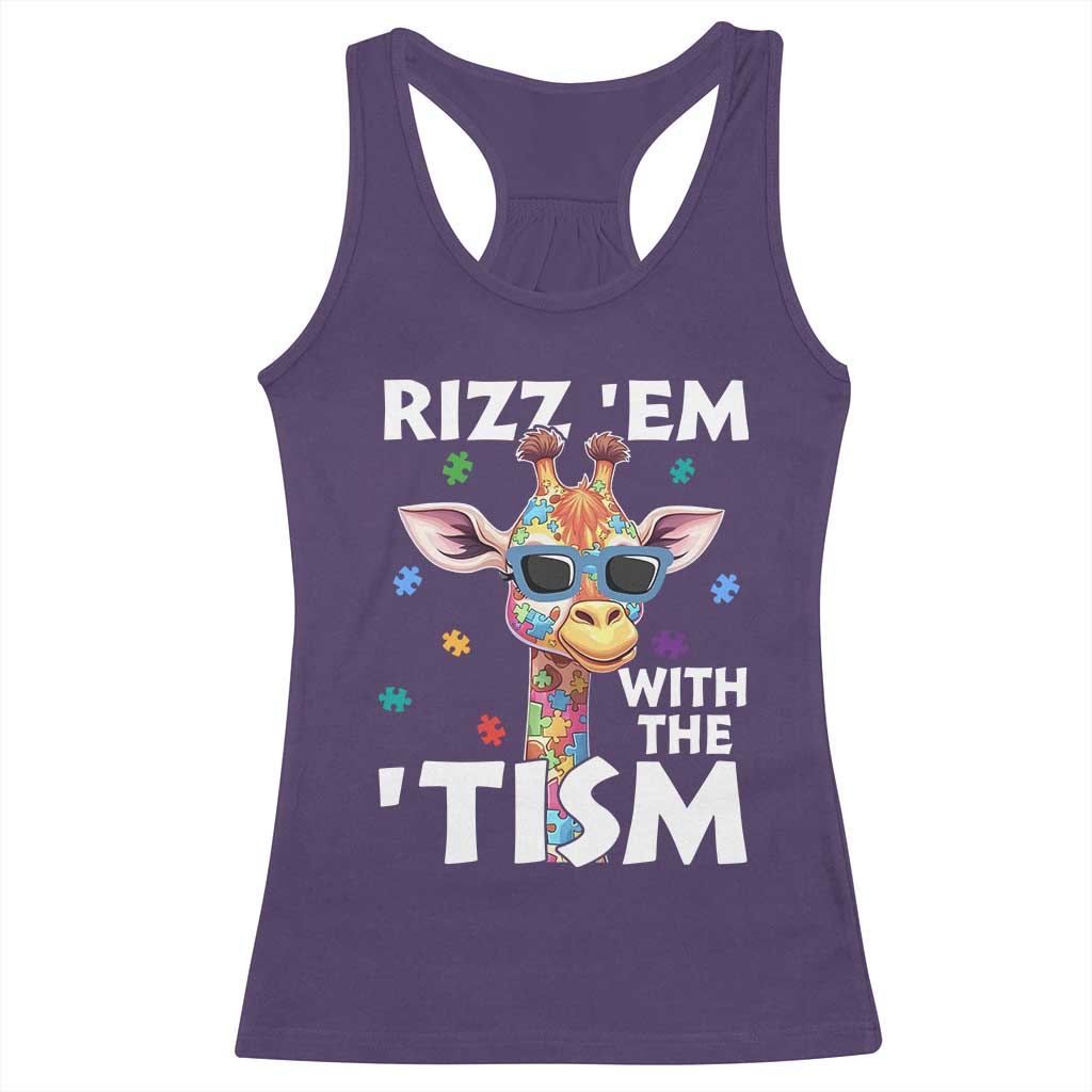 Funny Autism Giraffe Racerback Tank Top Rizz Em With The Tism