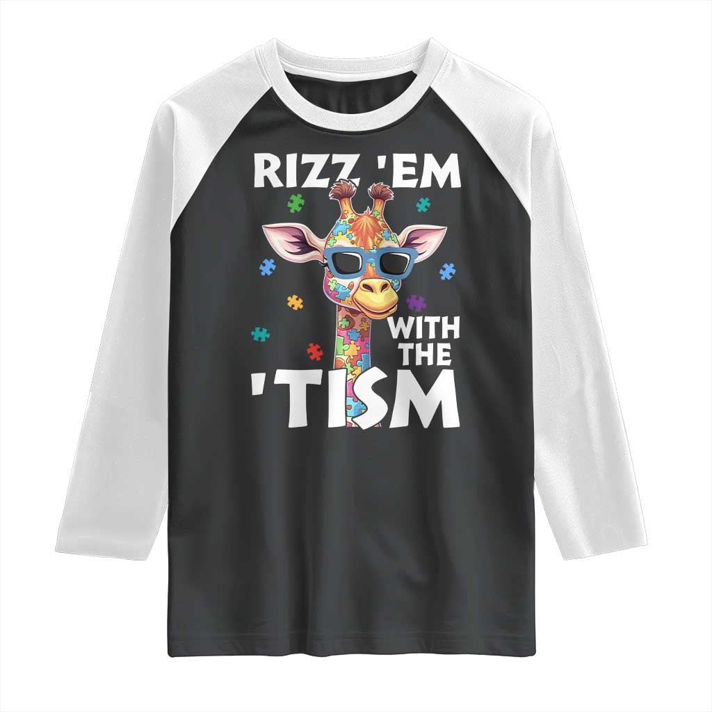Funny Autism Giraffe Raglan Shirt Rizz Em With The Tism