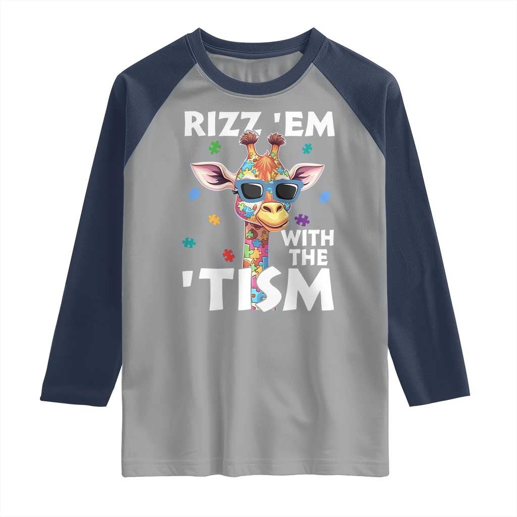 Funny Autism Giraffe Raglan Shirt Rizz Em With The Tism