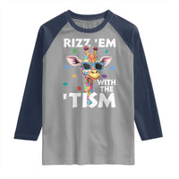 Funny Autism Giraffe Raglan Shirt Rizz Em With The Tism