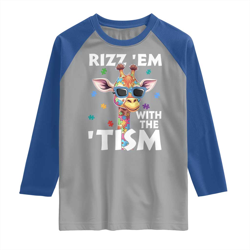 Funny Autism Giraffe Raglan Shirt Rizz Em With The Tism