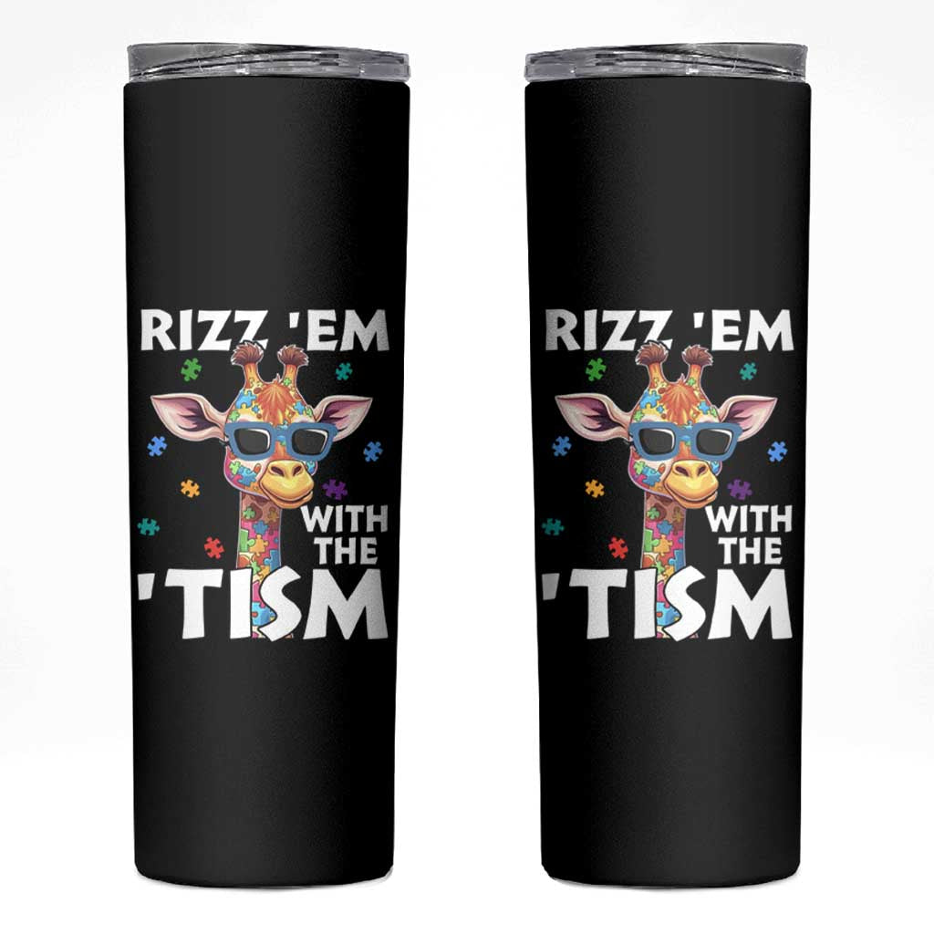 Funny Autism Giraffe Skinny Tumbler Rizz Em With The Tism