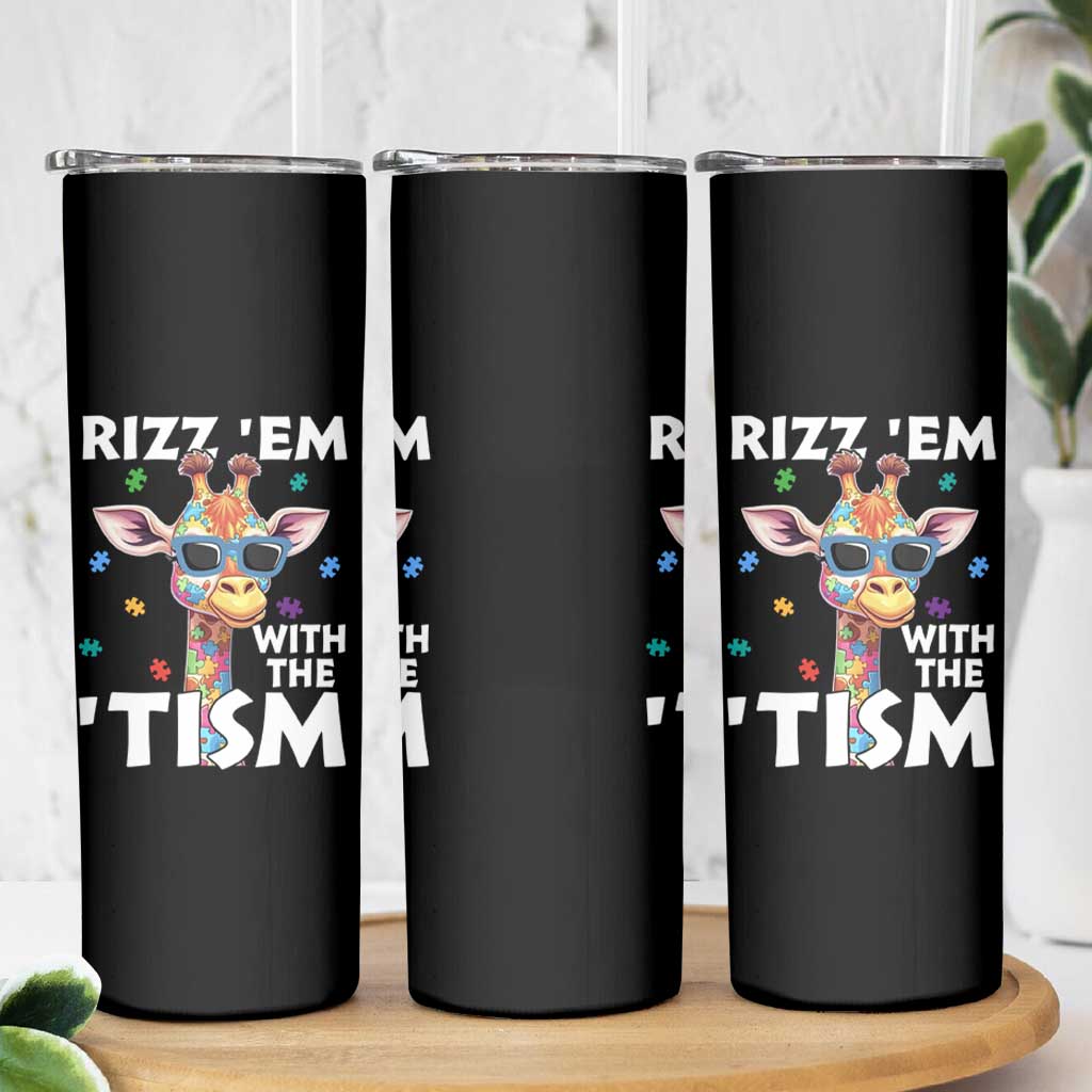 Funny Autism Giraffe Skinny Tumbler Rizz Em With The Tism