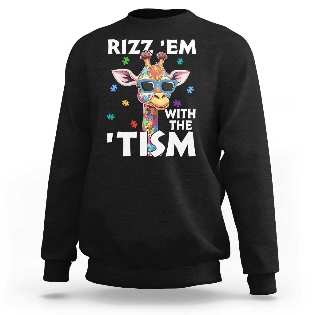 Funny Autism Giraffe Sweatshirt Rizz Em With The Tism