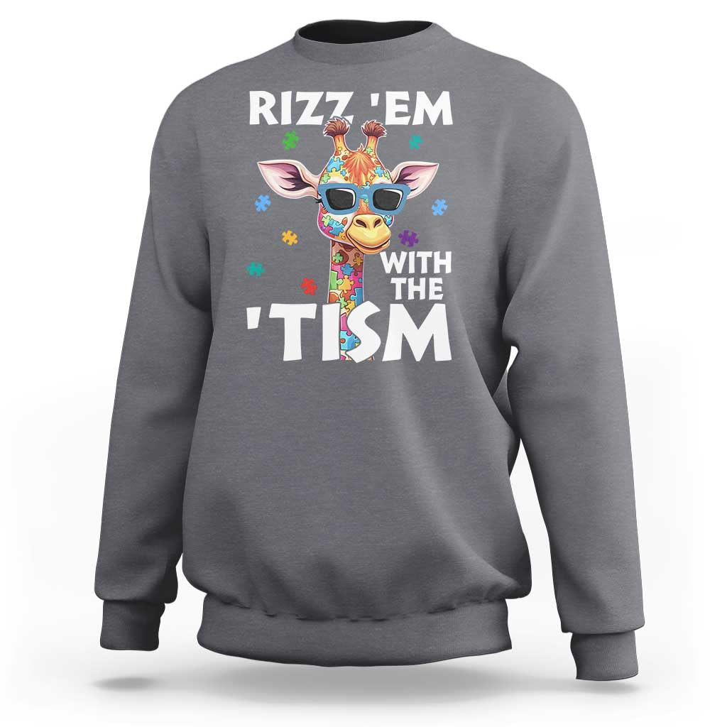 Funny Autism Giraffe Sweatshirt Rizz Em With The Tism