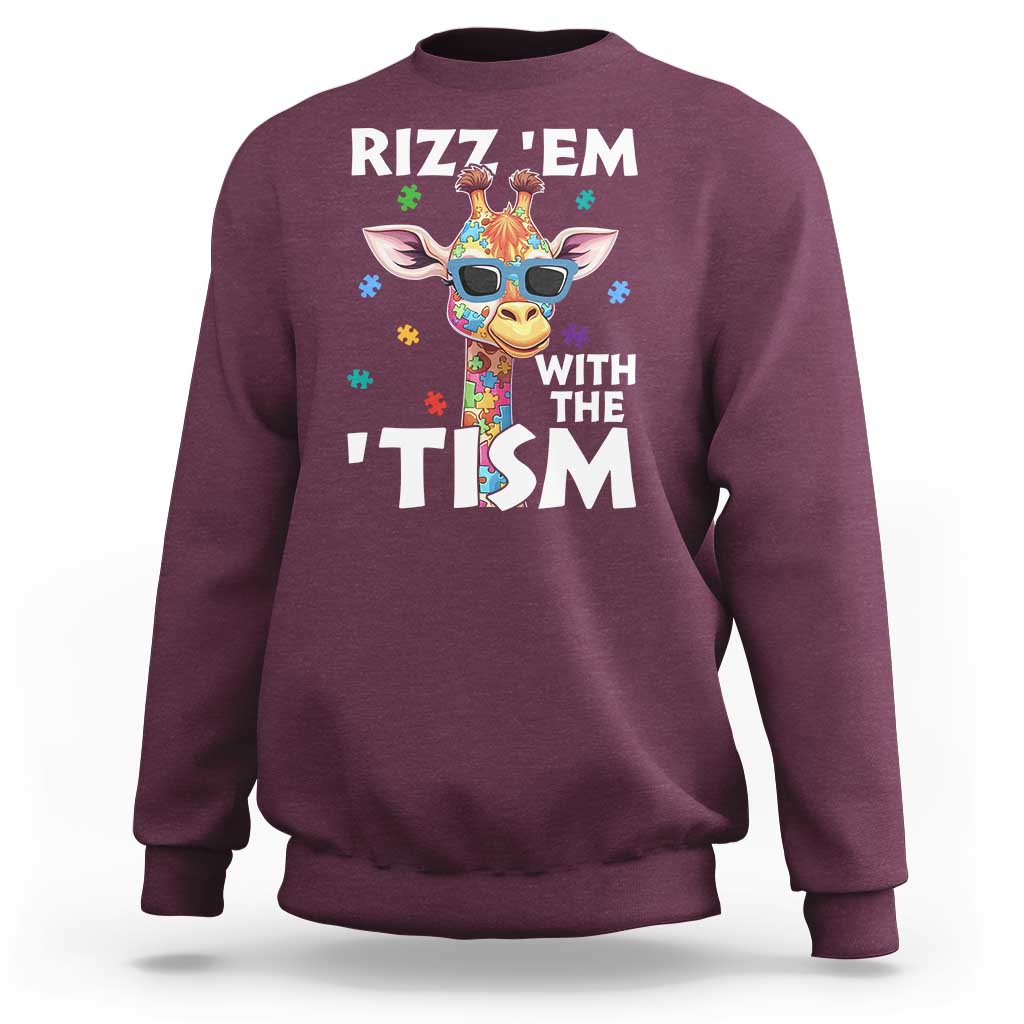 Funny Autism Giraffe Sweatshirt Rizz Em With The Tism