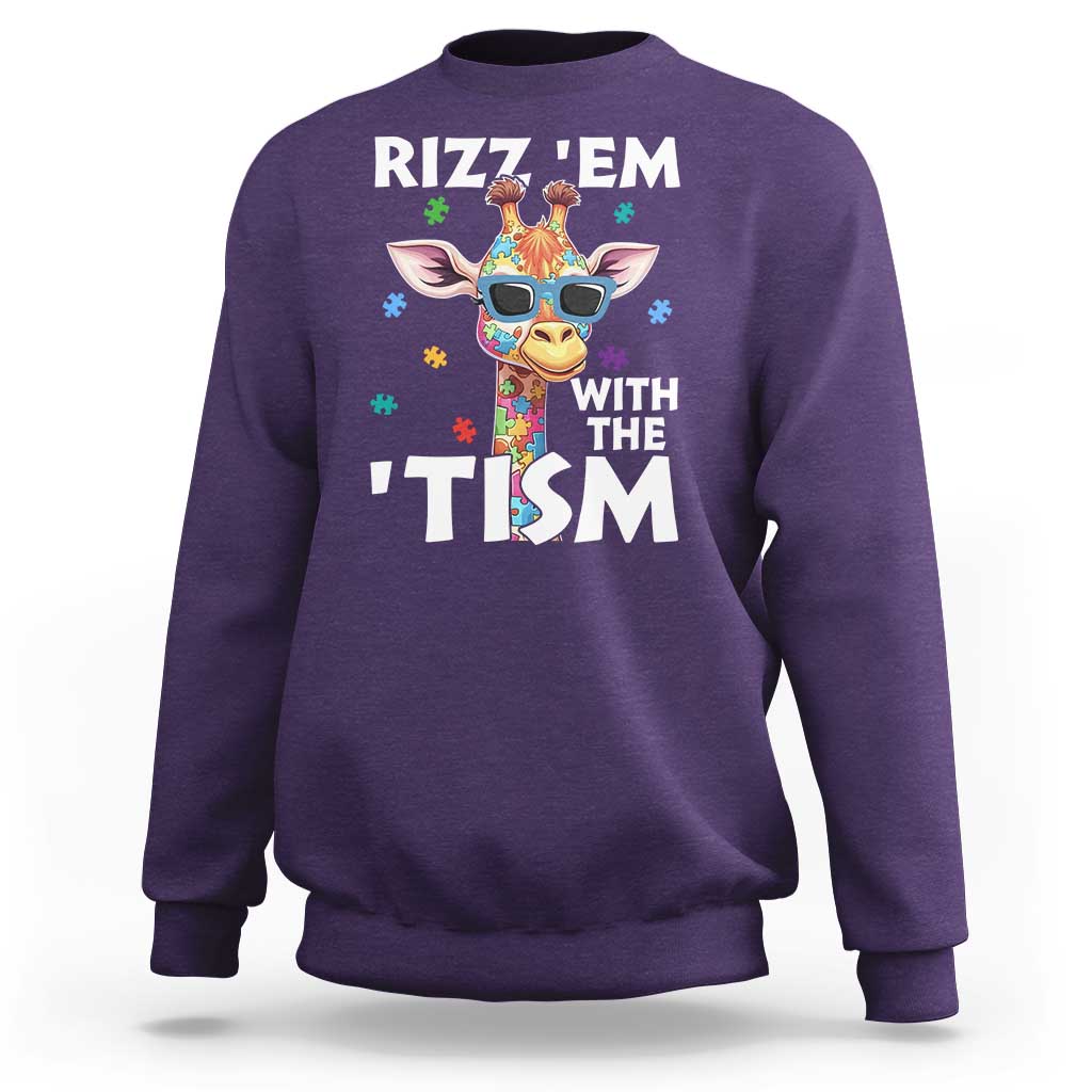 Funny Autism Giraffe Sweatshirt Rizz Em With The Tism