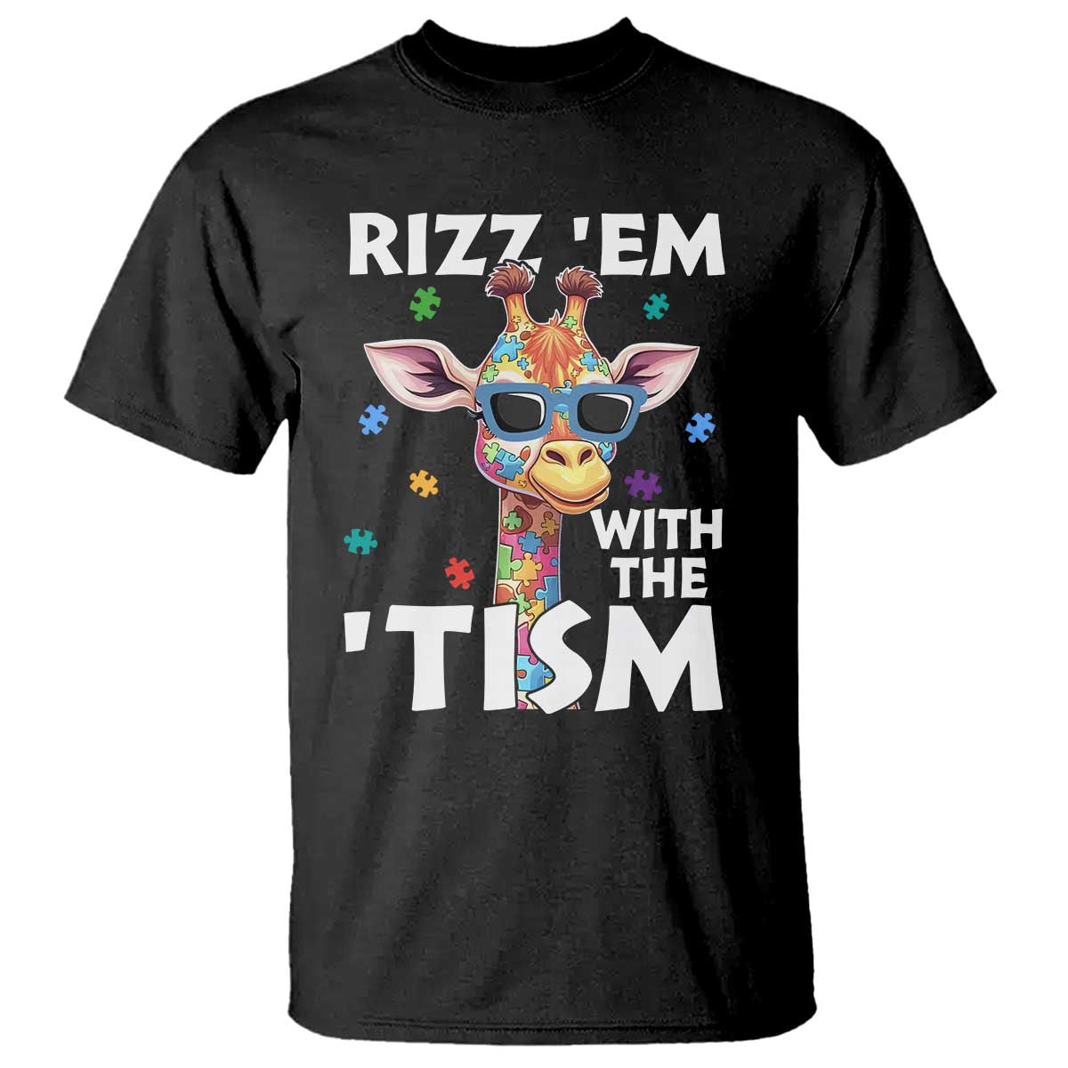 Funny Autism Giraffe T Shirt Rizz Em With The Tism