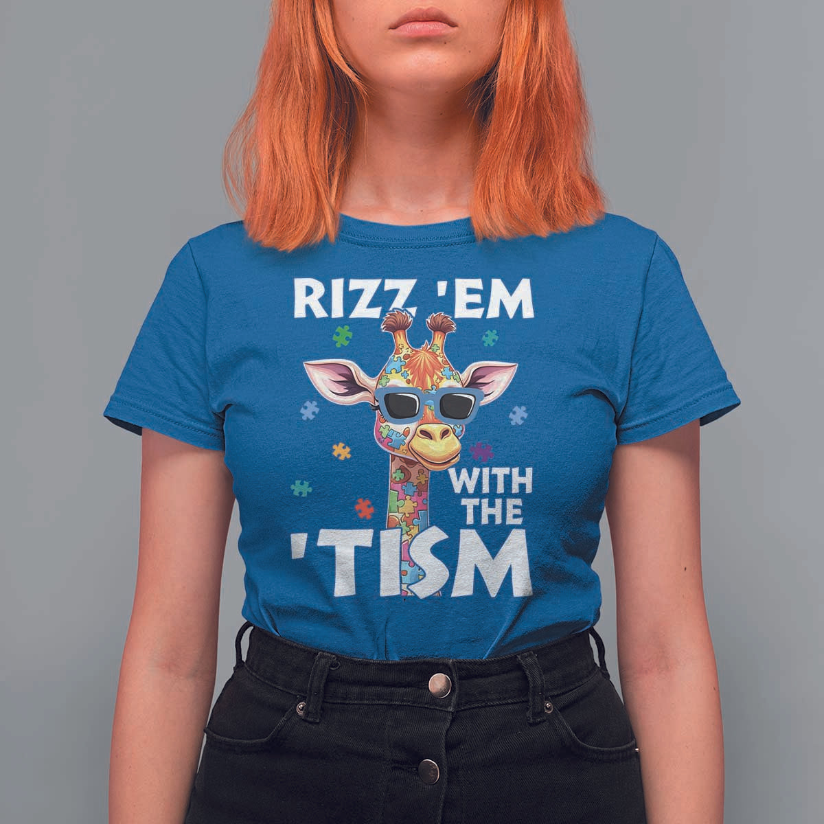 Funny Autism Giraffe T Shirt For Women Rizz Em With The Tism
