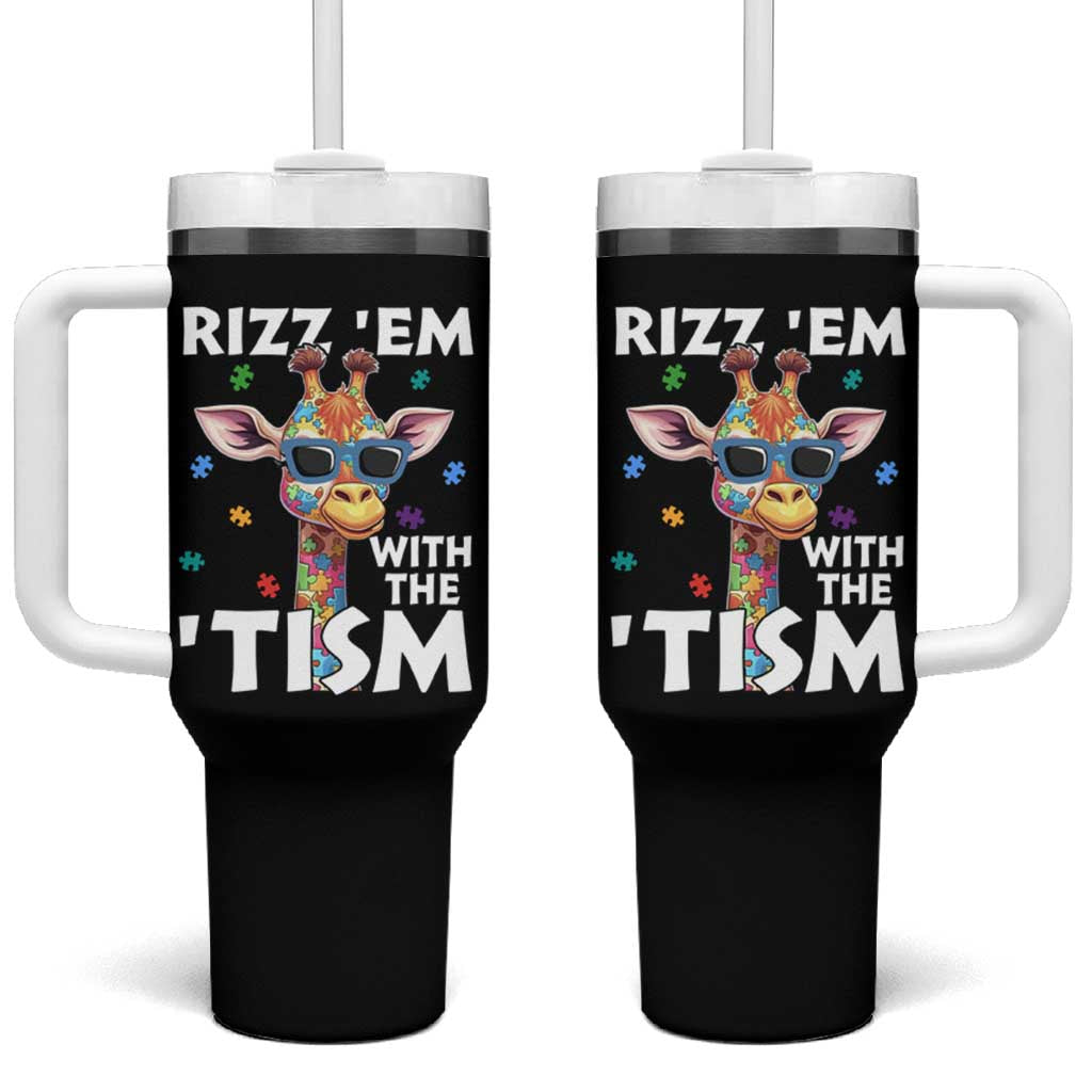 Funny Autism Giraffe Tumbler With Handle Rizz Em With The Tism