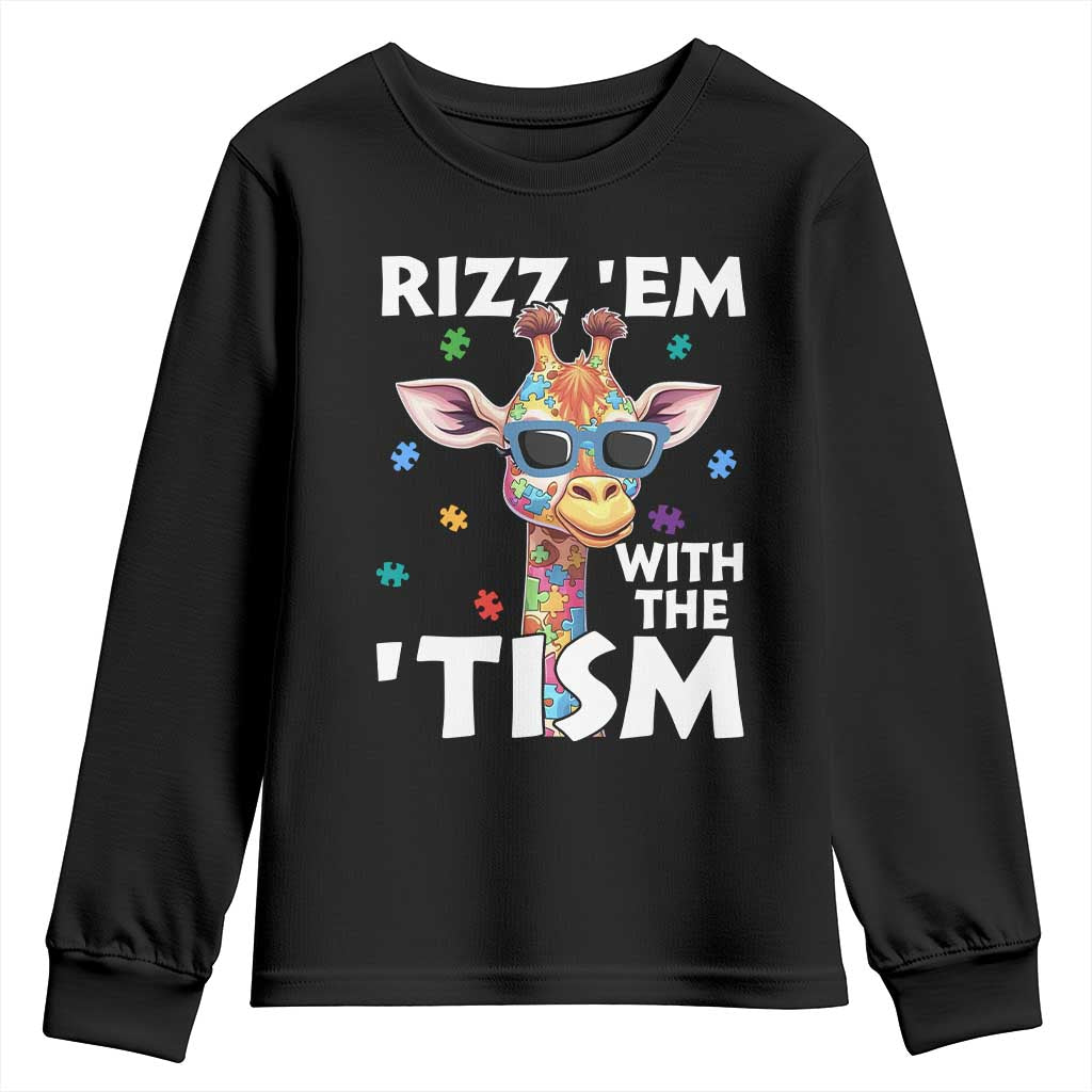 Funny Autism Giraffe Youth Sweatshirt Rizz Em With The Tism