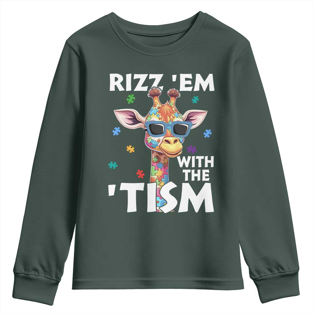 Funny Autism Giraffe Youth Sweatshirt Rizz Em With The Tism