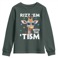 Funny Autism Giraffe Youth Sweatshirt Rizz Em With The Tism