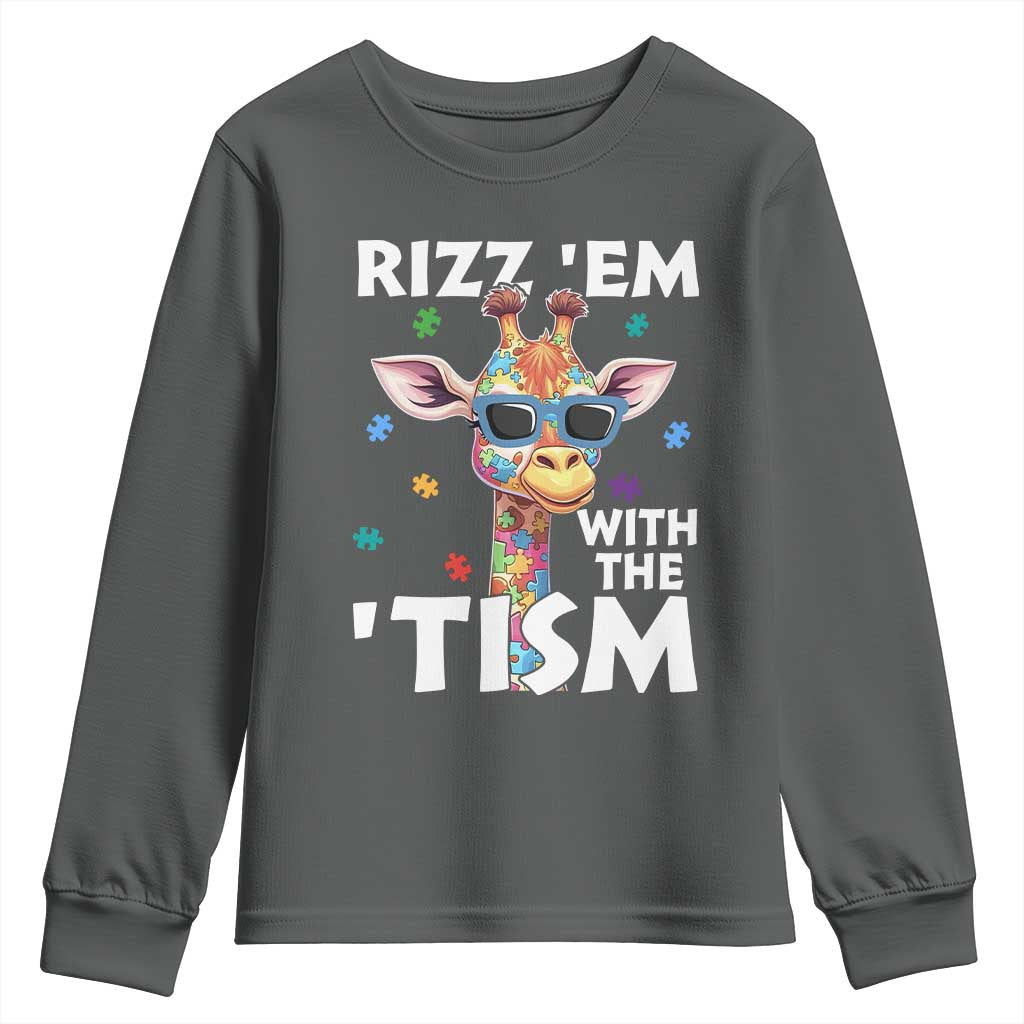 Funny Autism Giraffe Youth Sweatshirt Rizz Em With The Tism