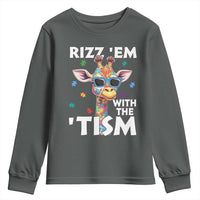 Funny Autism Giraffe Youth Sweatshirt Rizz Em With The Tism