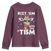 Funny Autism Giraffe Youth Sweatshirt Rizz Em With The Tism