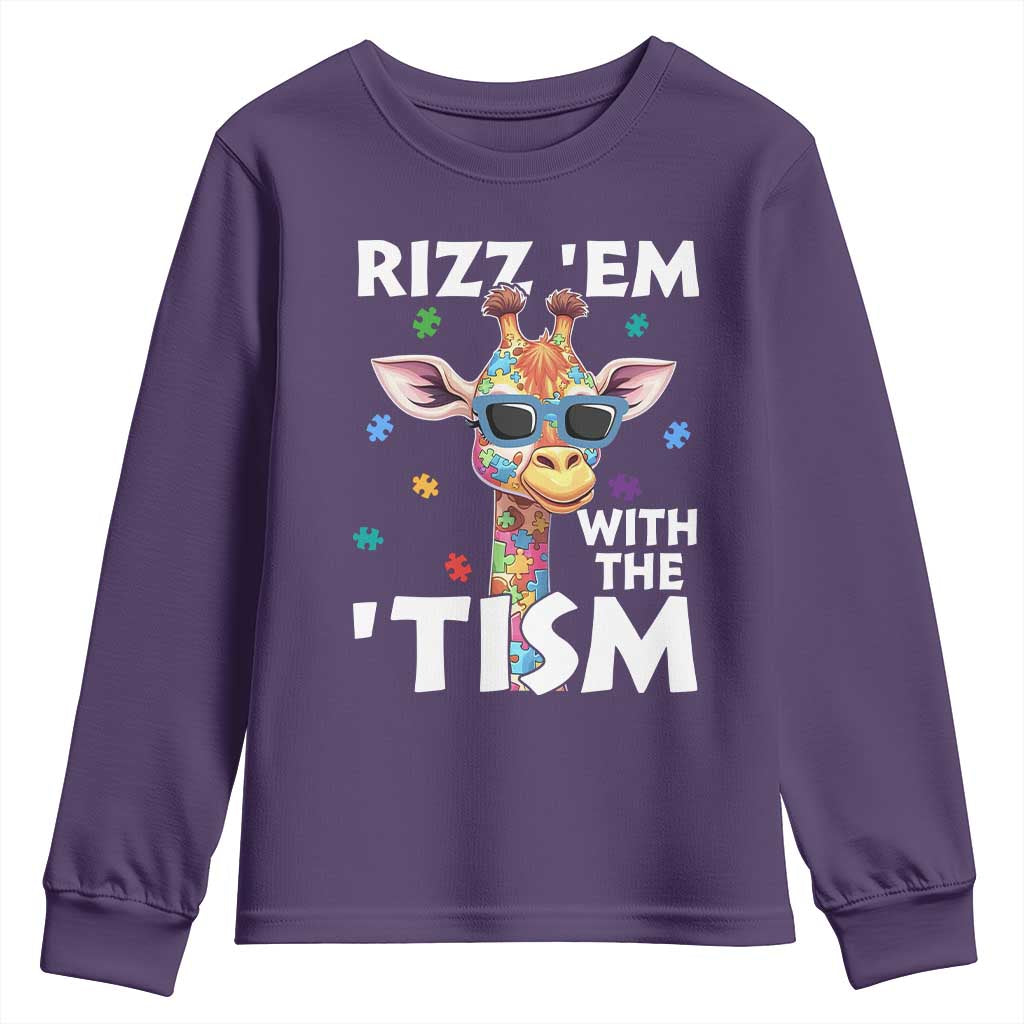Funny Autism Giraffe Youth Sweatshirt Rizz Em With The Tism