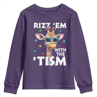 Funny Autism Giraffe Youth Sweatshirt Rizz Em With The Tism