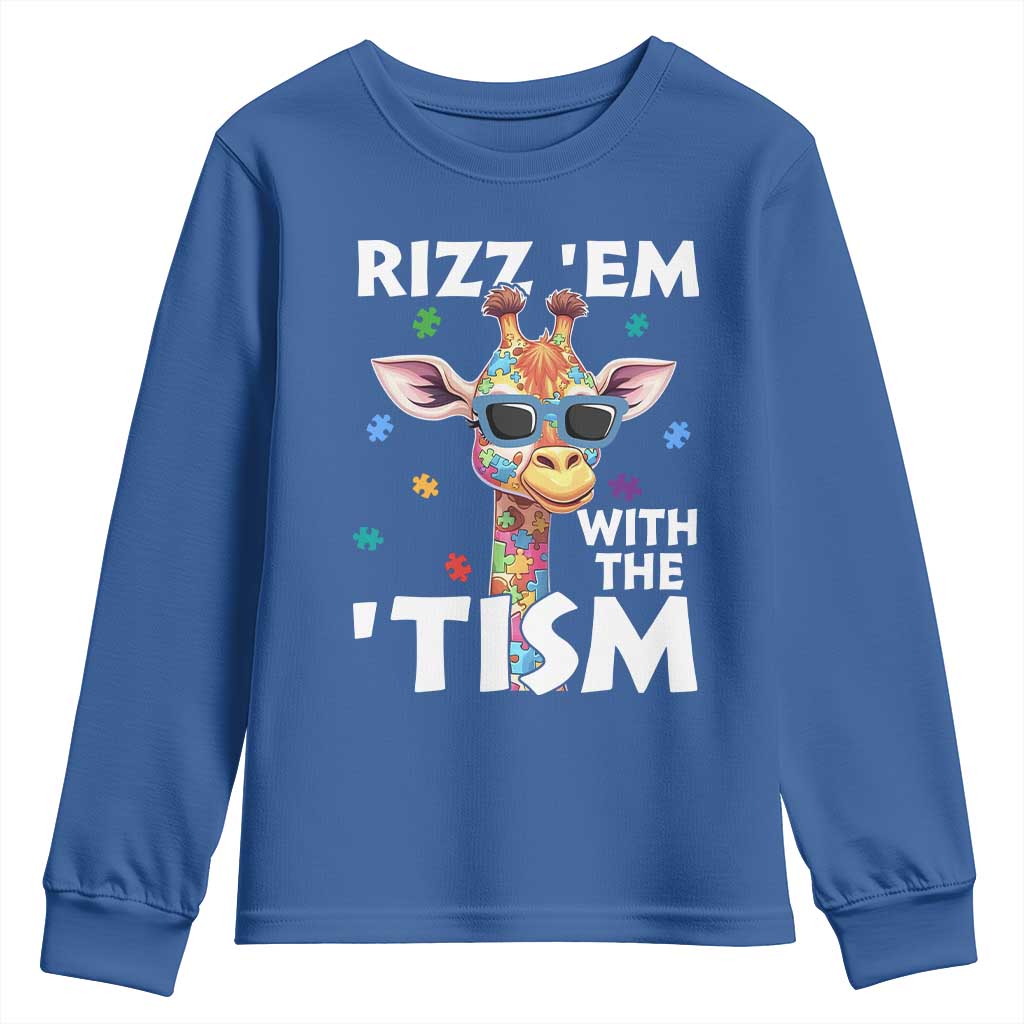 Funny Autism Giraffe Youth Sweatshirt Rizz Em With The Tism