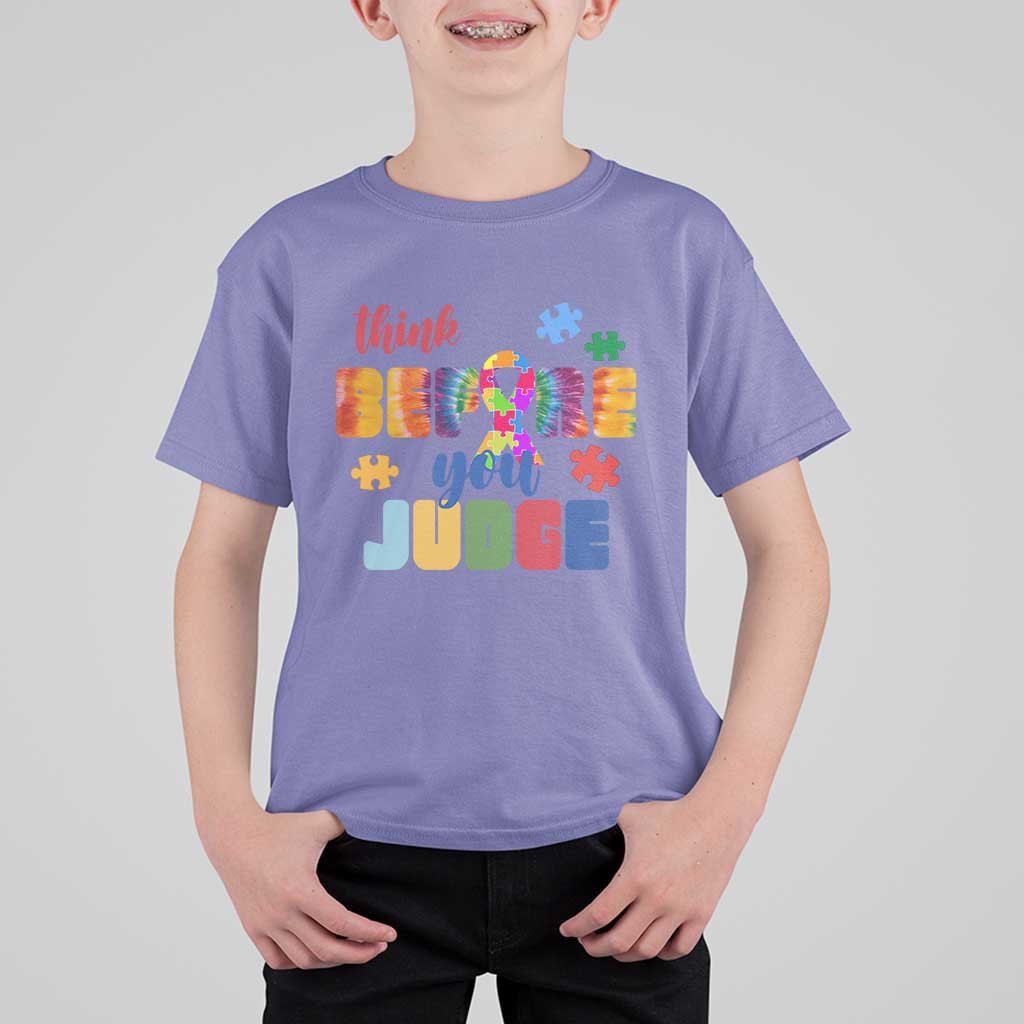 Autism Awareness T Shirt For Kid Think Before You Judge Autistic Support