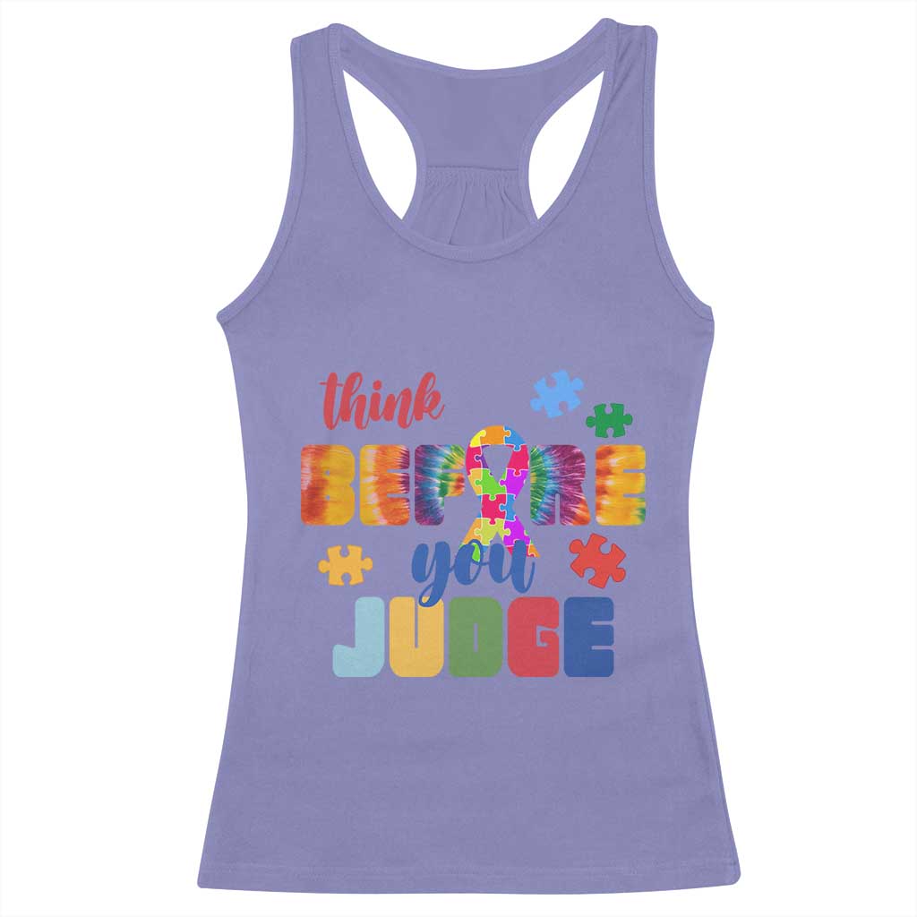 Autism Awareness Racerback Tank Top Think Before You Judge Autistic Support