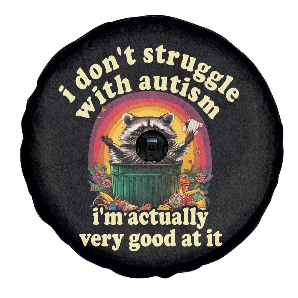 Funny Autistic Raccoon Meme Spare Tire Cover I Don't Struggle With Autism