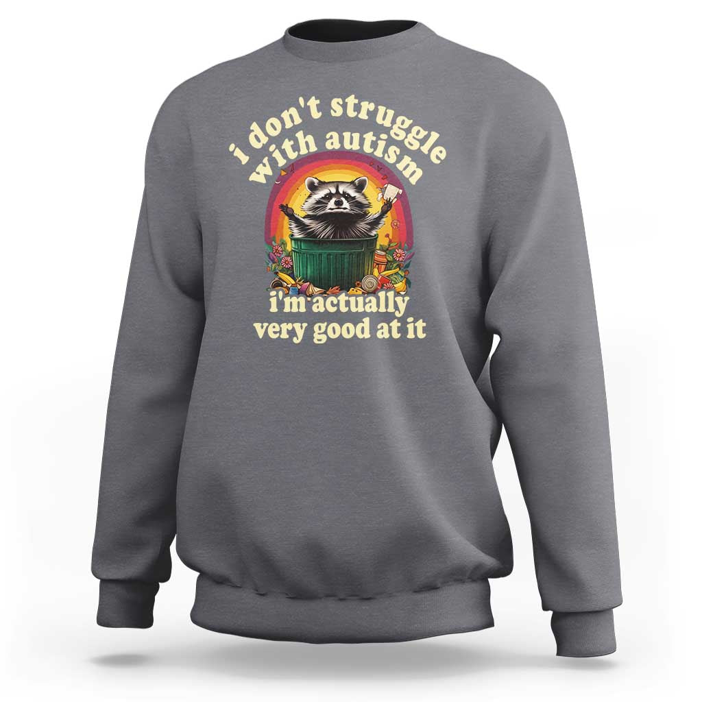 Funny Autistic Raccoon Meme Sweatshirt I Don't Struggle With Autism