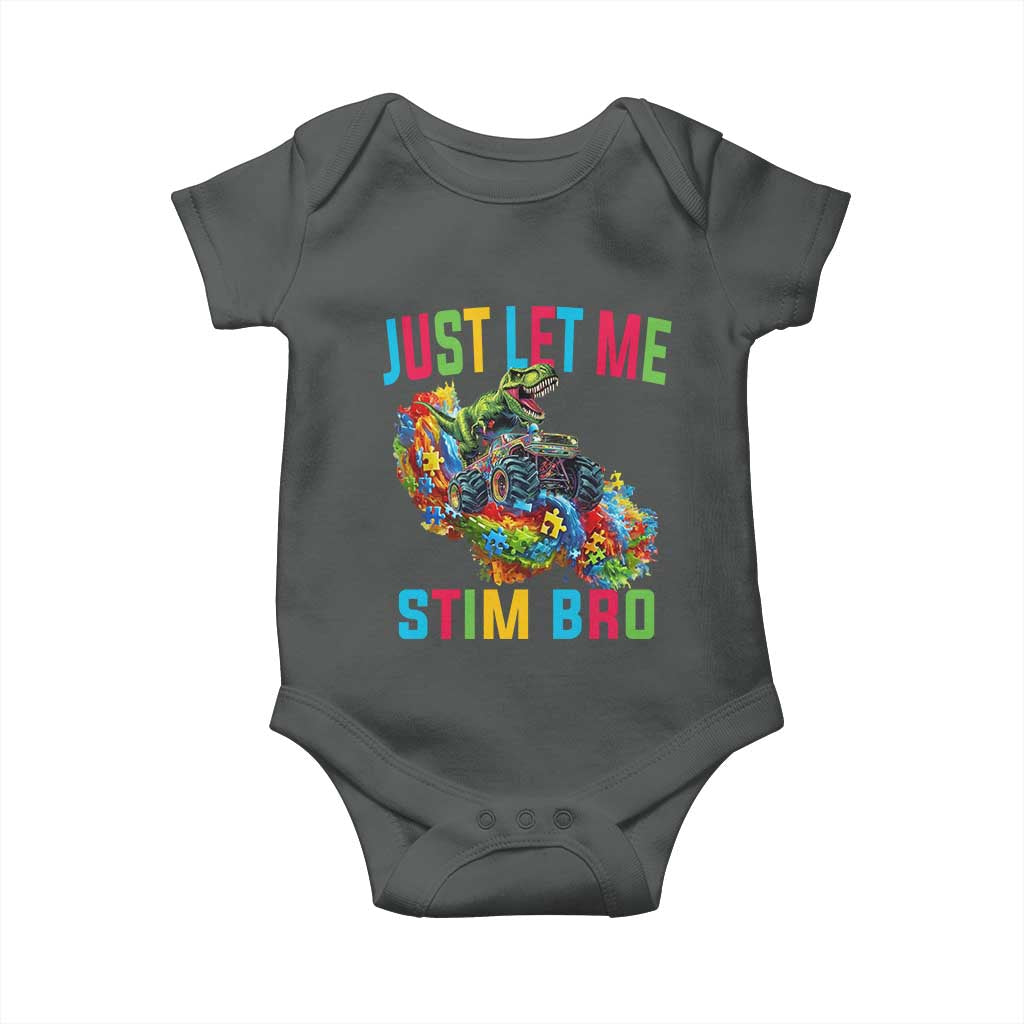 Autistic Dino Rex Driving Monster Truck Baby Onesie Autism Is My Superpower