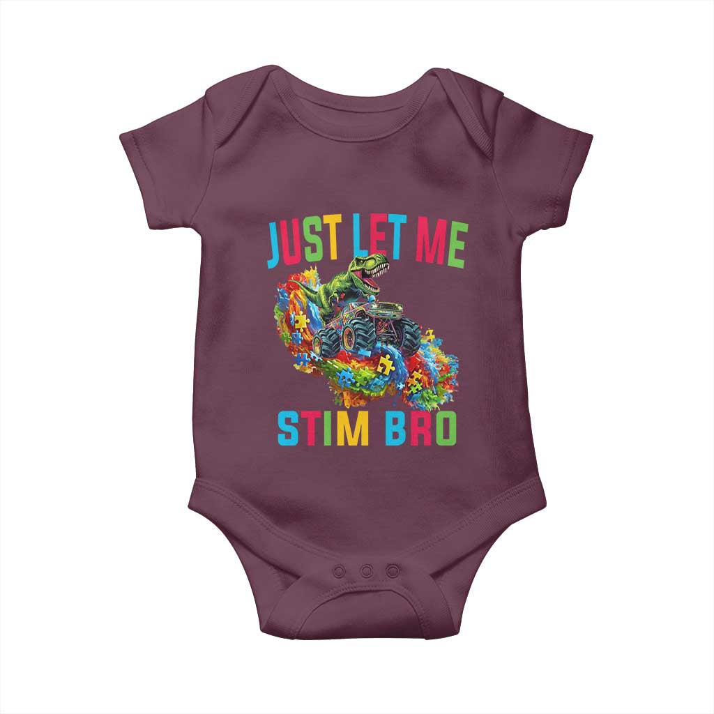Autistic Dino Rex Driving Monster Truck Baby Onesie Autism Is My Superpower