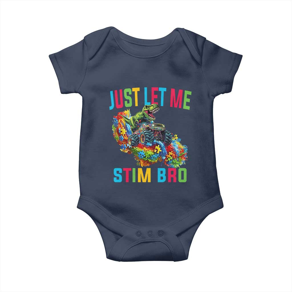 Autistic Dino Rex Driving Monster Truck Baby Onesie Autism Is My Superpower