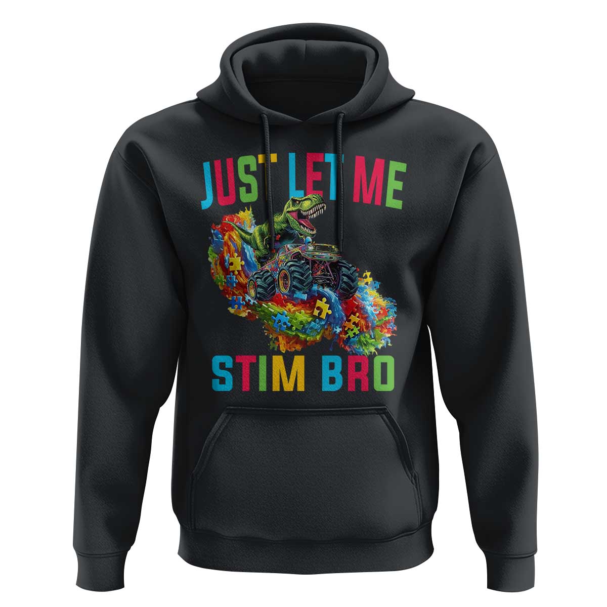 Autistic Dino Rex Driving Monster Truck Hoodie Autism Is My Superpower