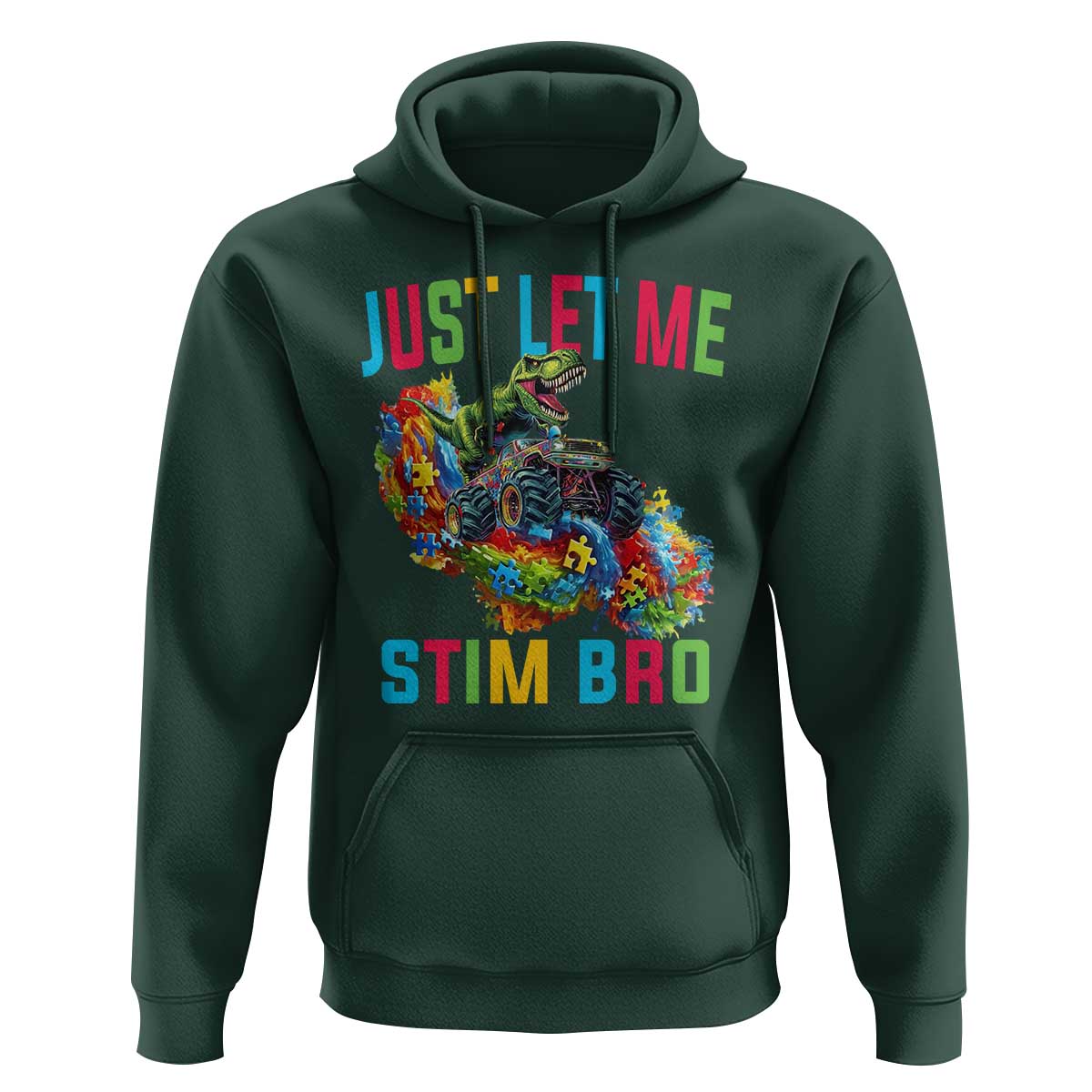 Autistic Dino Rex Driving Monster Truck Hoodie Autism Is My Superpower