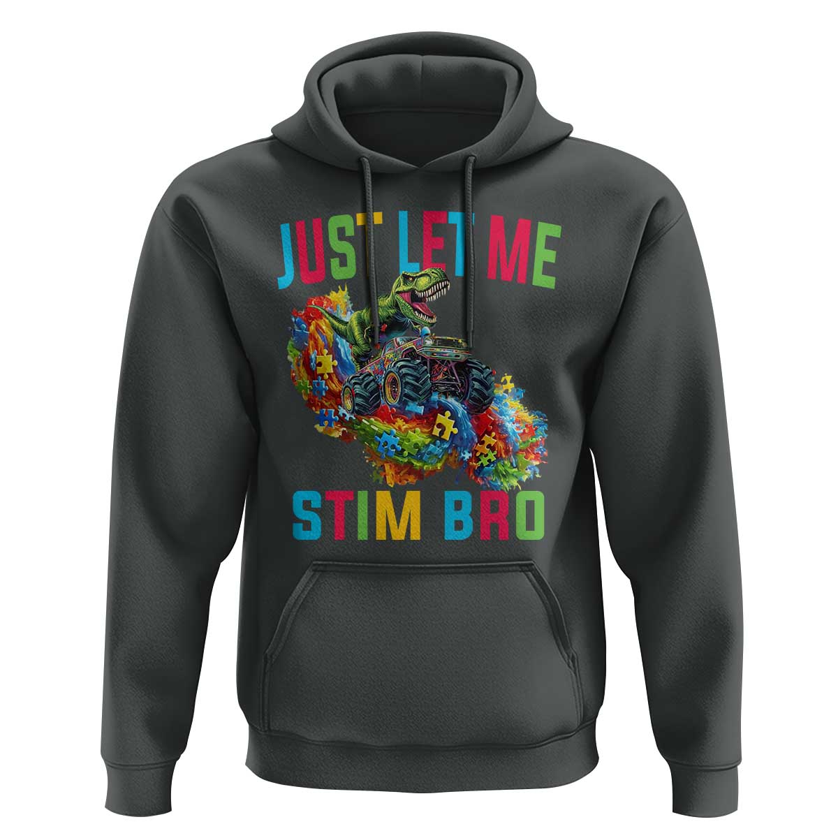 Autistic Dino Rex Driving Monster Truck Hoodie Autism Is My Superpower