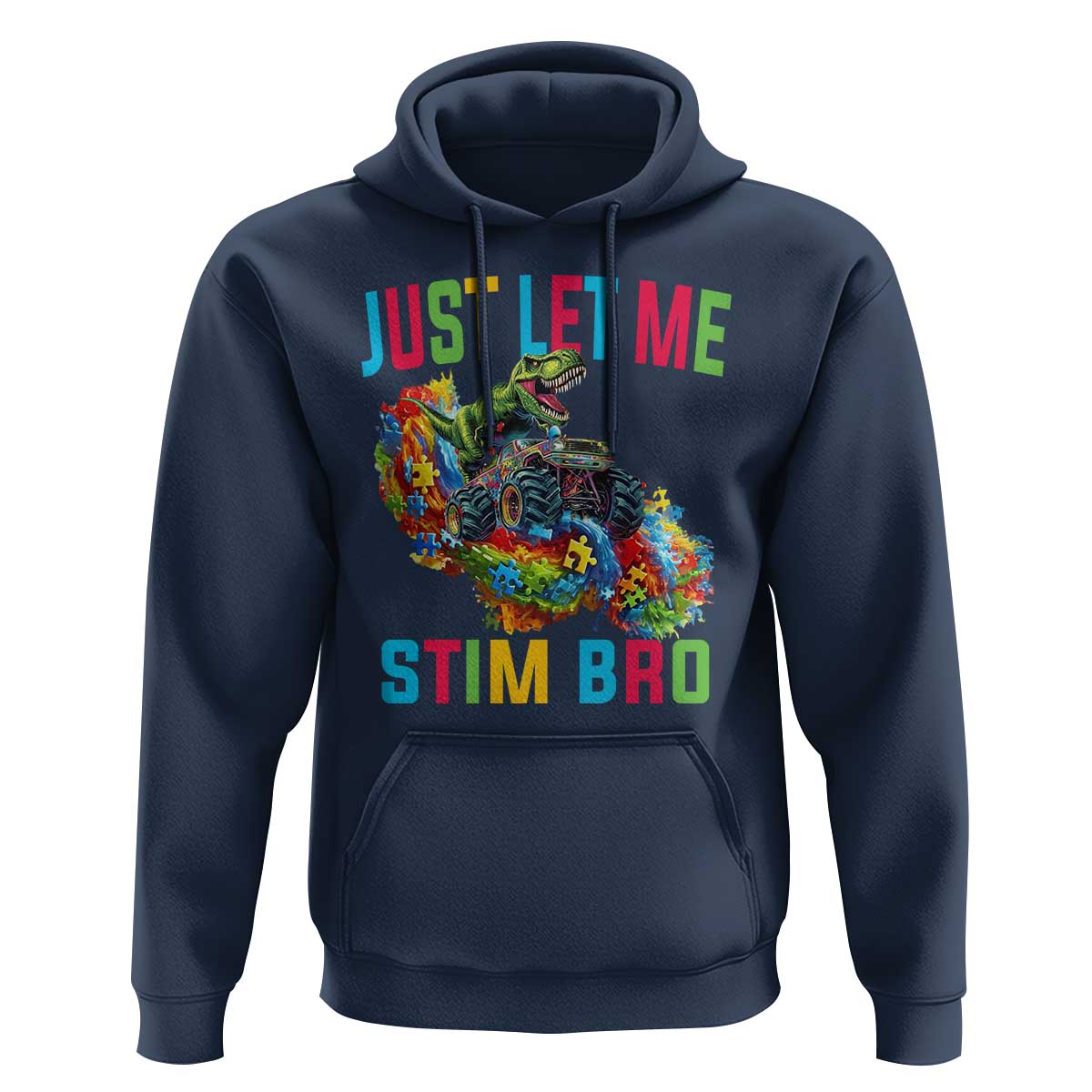 Autistic Dino Rex Driving Monster Truck Hoodie Autism Is My Superpower
