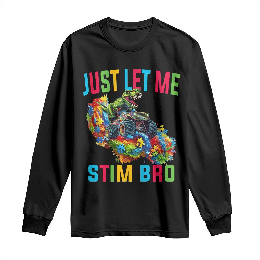 Autistic Dino Rex Driving Monster Truck Long Sleeve Shirt Autism Is My Superpower