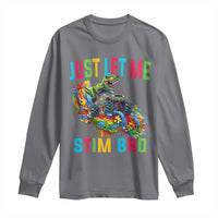 Autistic Dino Rex Driving Monster Truck Long Sleeve Shirt Autism Is My Superpower