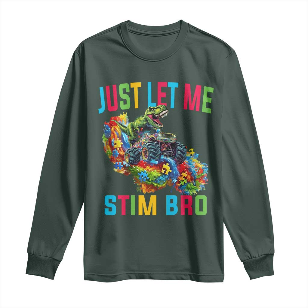 Autistic Dino Rex Driving Monster Truck Long Sleeve Shirt Autism Is My Superpower